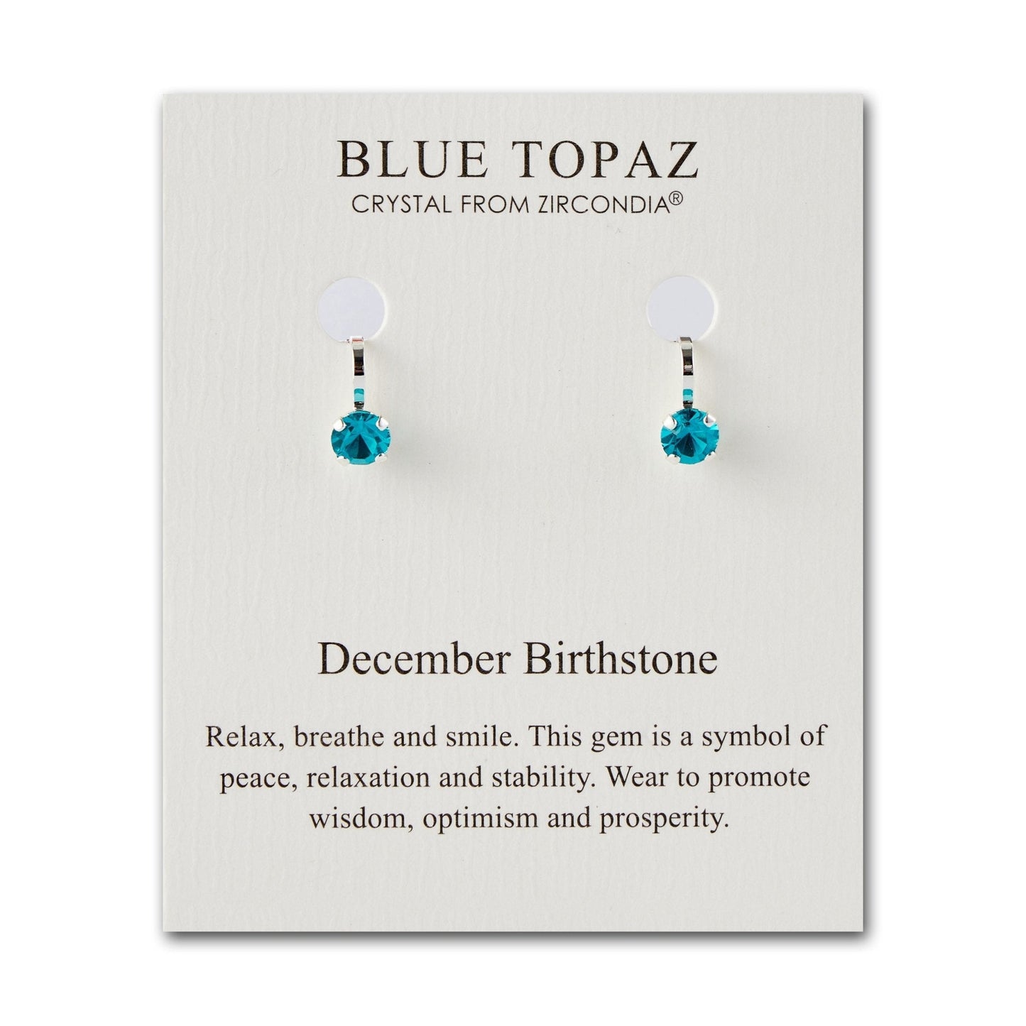 December (Blue Topaz) Birthstone Clip On Earrings Created with Zircondia® Crystals