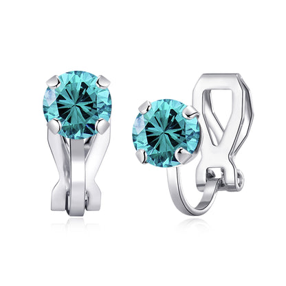 December (Blue Topaz) Birthstone Clip On Earrings Created with Zircondia® Crystals