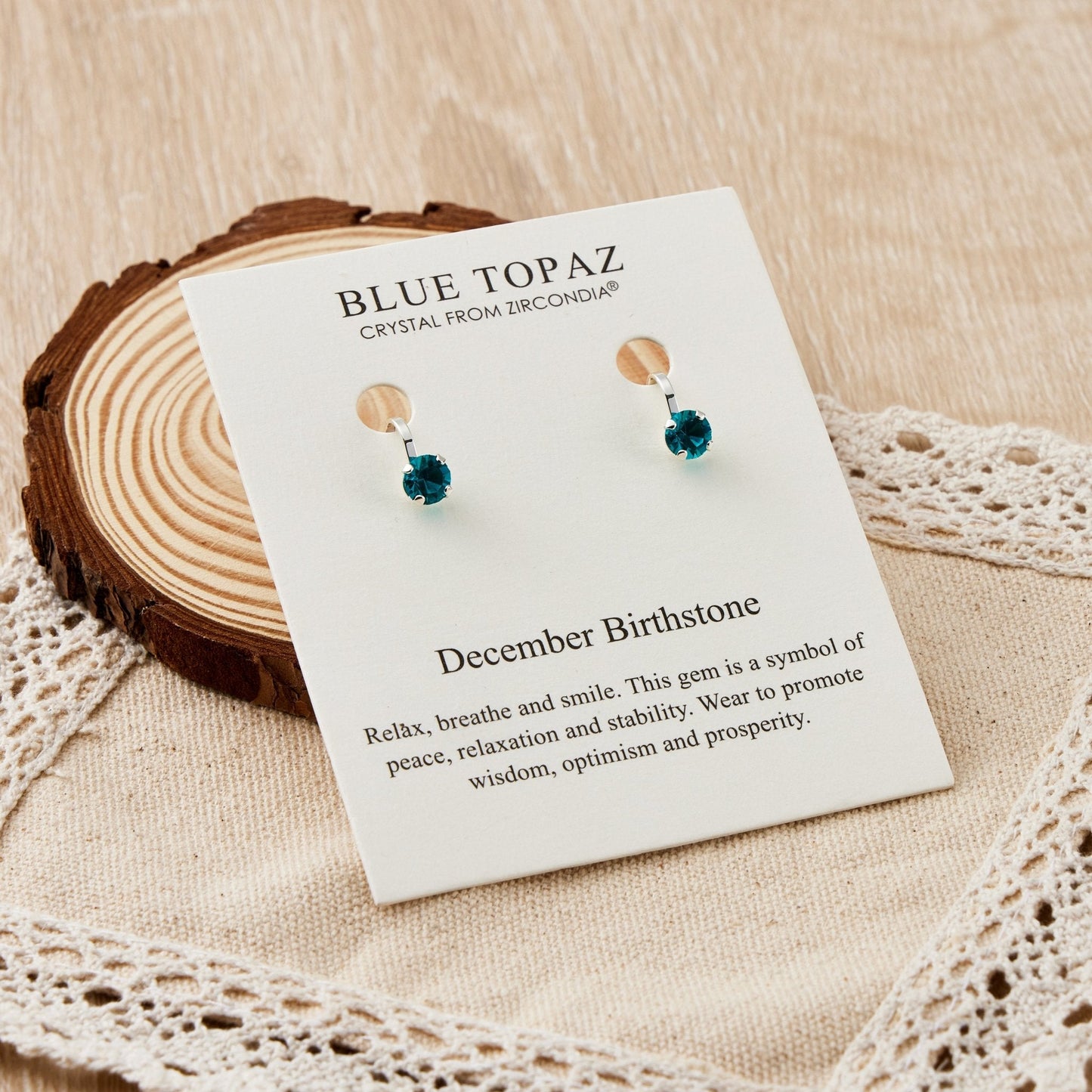 December (Blue Topaz) Birthstone Clip On Earrings Created with Zircondia® Crystals
