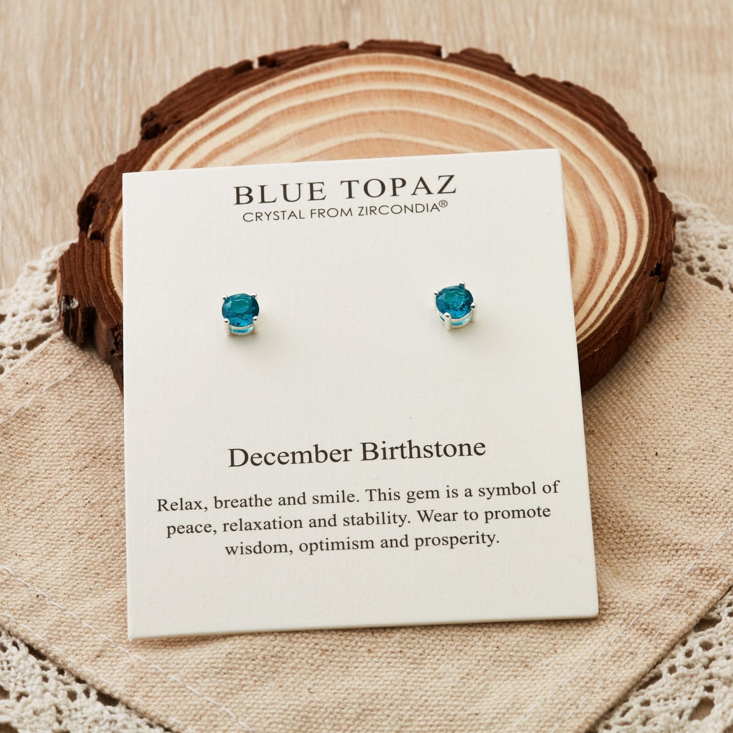 December (Blue Topaz) Birthstone Earrings Created with Zircondia® Crystals