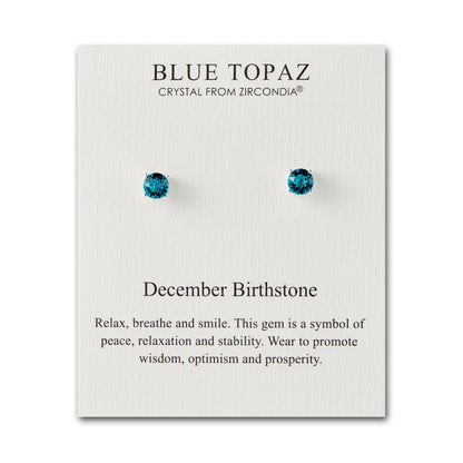 December (Blue Topaz) Birthstone Earrings Created with Zircondia® Crystals