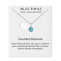 December (Blue Topaz) Birthstone Necklace with Initial Charm (A to Z) Created with Zircondia® Crystals