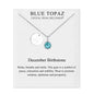 December (Blue Topaz) Birthstone Necklace with Initial Charm (A to Z) Created with Zircondia® Crystals
