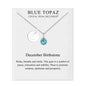 December (Blue Topaz) Birthstone Necklace with Initial Charm (A to Z) Created with Zircondia® Crystals