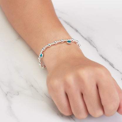 December (Blue Topaz) Birthstone Stretch Charm Bracelet with Quote Gift Box
