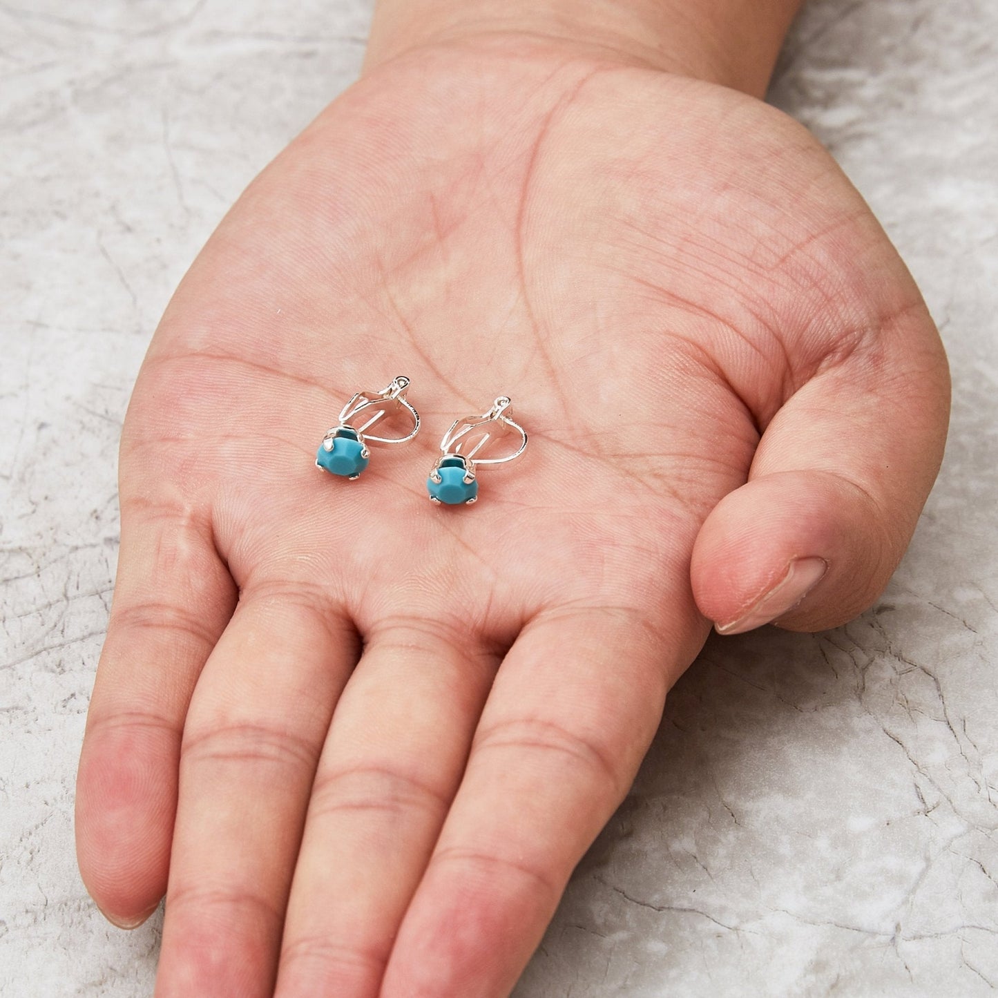 December (Turquoise) Birthstone Clip On Earrings Created with Zircondia® Crystals