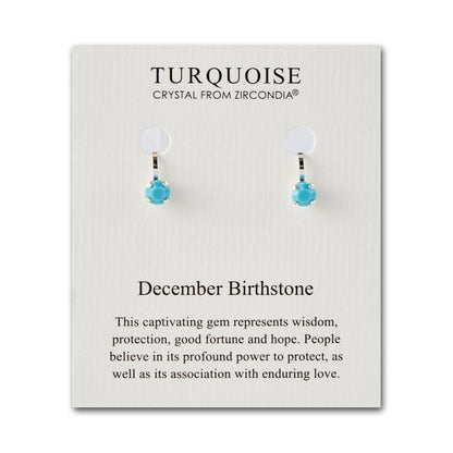 December (Turquoise) Birthstone Clip On Earrings Created with Zircondia® Crystals