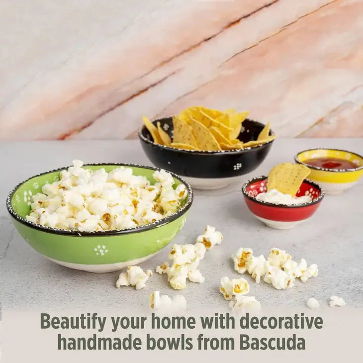 Decorative Set of 2 Mexican bowls in Black and Green 15cm