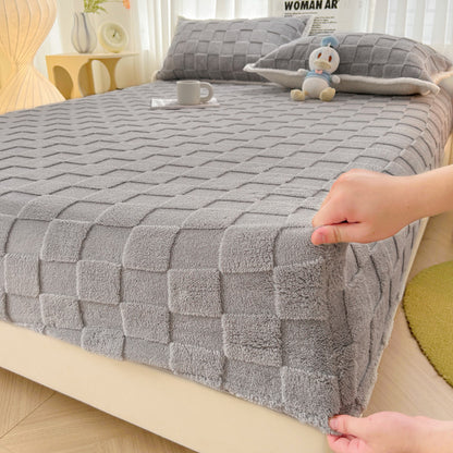 Milk Fiber Fitted Sheet Solid Color Tower Velvet Three-dimensional Carved