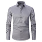 Men's Long-sleeved Fashion Top Slim Solid Color Stretch Shirt