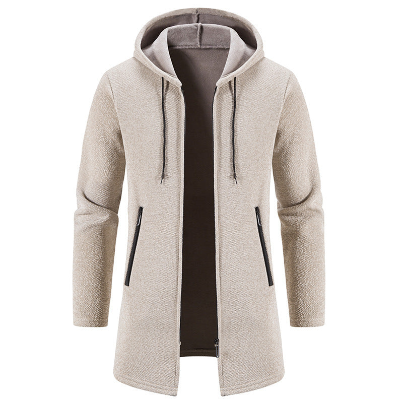 Men's Cardigan Mid-length Hooded Jacket