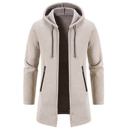 Men's Cardigan Mid-length Hooded Jacket