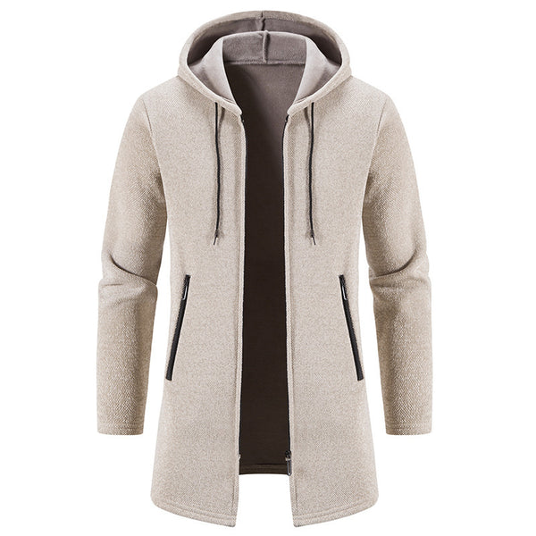 Men's Cardigan Mid-length Hooded Jacket