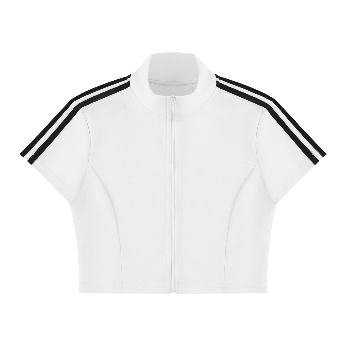 Women's Cropped Full Zip Short Sleeve T-Shirt 220GSM