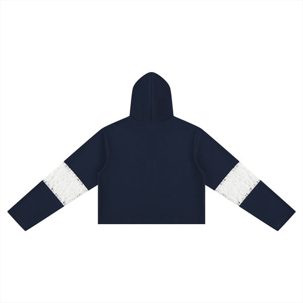 Women’s Cropped Lace-Panel Hoodie