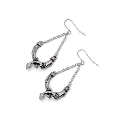Dragon Earrings Pewter Chain Danglers Alchemy Gothic
