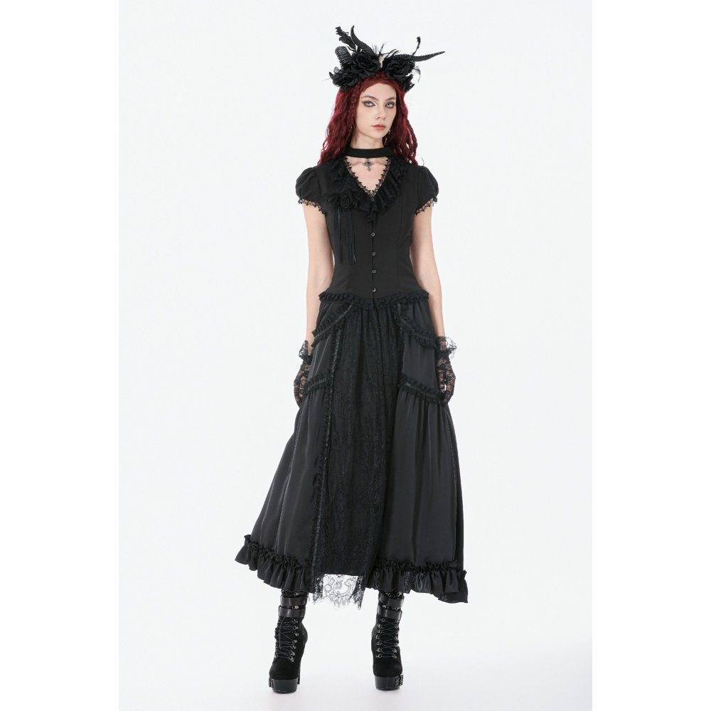 Dark in Love Courtly Cross Gem Gothic Blouse