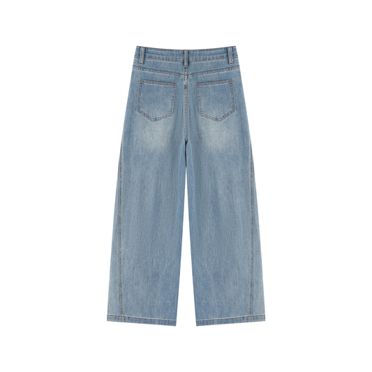Women's Vintage Wash High Rise Wide Leg Jeans 426GSM