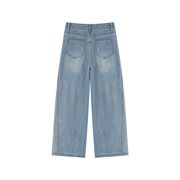 Women's Vintage Wash High Rise Wide Leg Jeans 426GSM