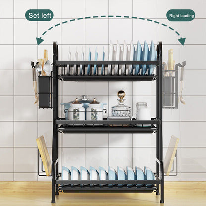 3 Tier Dish Drainer Rack With Drip Tray