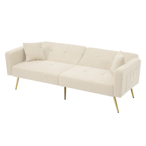 Sofa Bed with Adjustable Back and Side Pockets