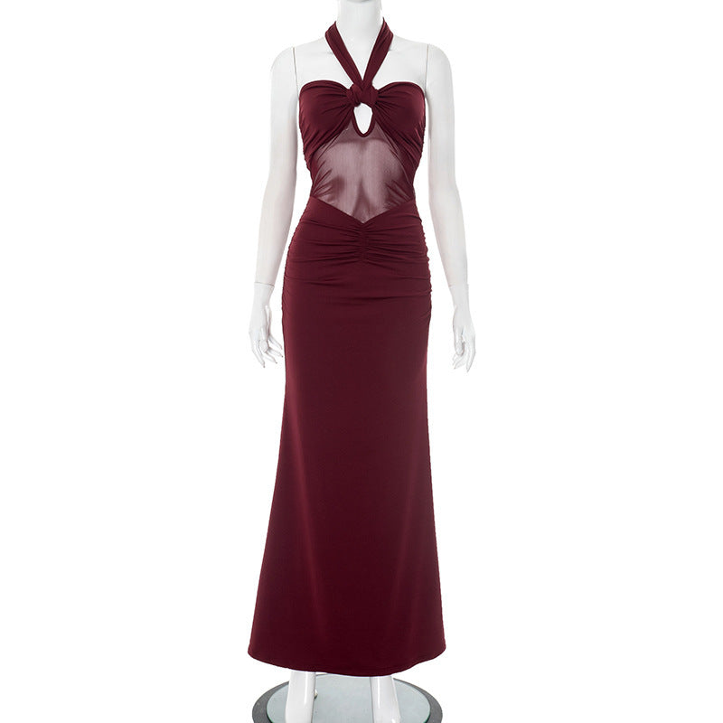 Women's Clothing Halter Backless Tulle Dress