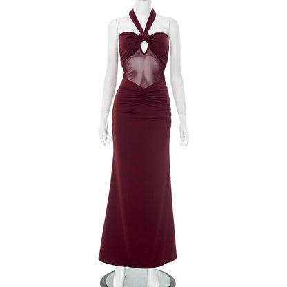 Women's Clothing Halter Backless Tulle Dress