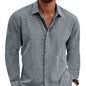 Long Sleeve Cotton Linen Shirt Men