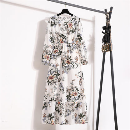 Womens Long-Sleeve Crew-Neck Base-Layer Waist-Cinching Slimming Dress