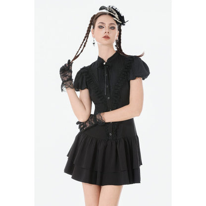 Dark in Love Lolita Bow-Trim Lace Dress