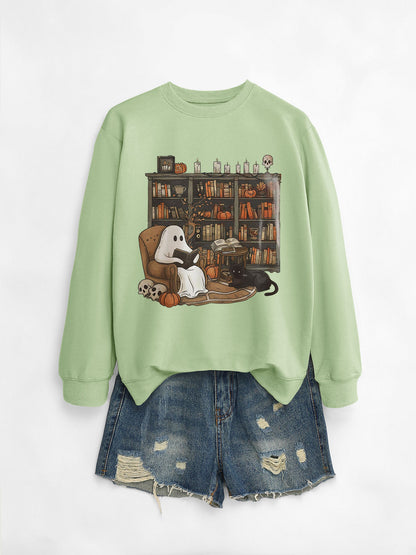 Womens Bookshelf Ghost Sweater
