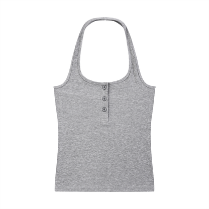 Women's Ribbed Henley Tank Top 250GSM