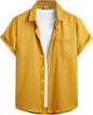 Striped And Solid-color Short-sleeve Shirt-cardigan