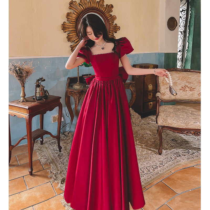 Red French Satin Dress