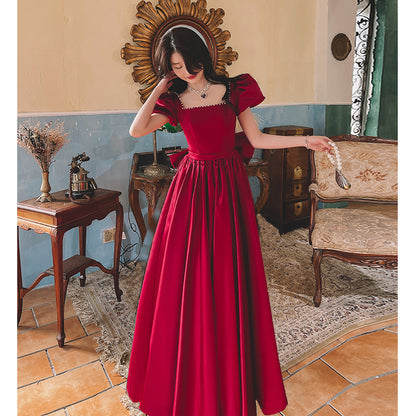 Red French Satin Dress