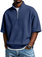 Men's Waffle Knit Half-Zip Polo Shirt - Short Sleeve