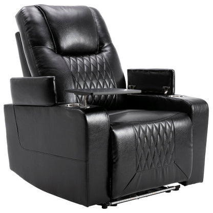 Electric Recliner Chair With USB Charge Port, 360 Swivel Tray Table, Hand In-Arm Storage, Cup Holders, Ambient Lighting - Ambient Lighting Gaming Recliner Chair Home Theat