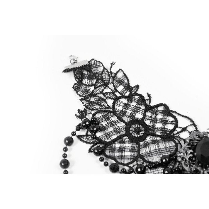 Collier Lysandra papillon dentelle perlé Dark in Love