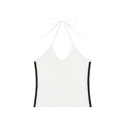 Women's Color Block Halter Crop Tank Top 210GSM