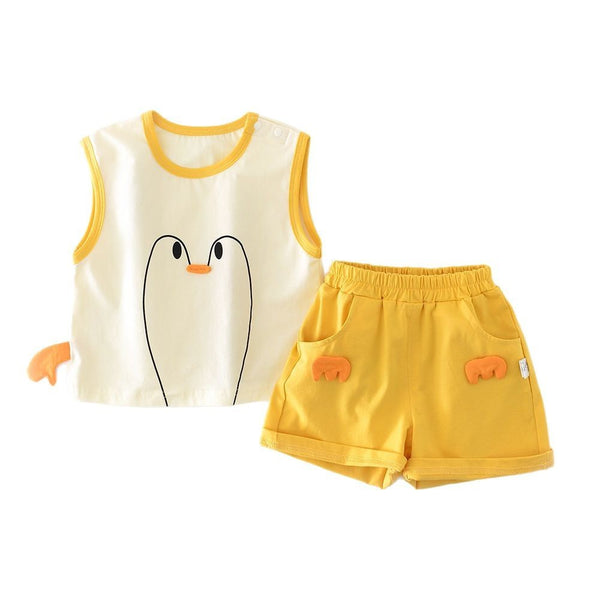 Infant Goose-Print Vest and Shorts Set