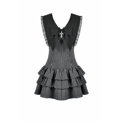 Dark in Love Vintage Striped Ruffle Tier Dress