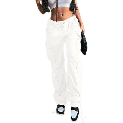 Women's High Waist Pocket Straight-leg Pants