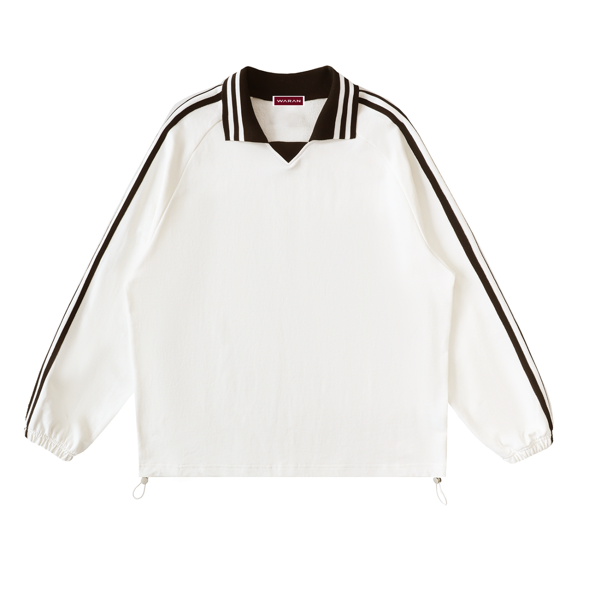 Waran Contrast Striped Lapel Collar Sweatshirt 380GSM