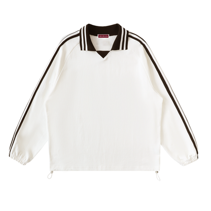 Waran Contrast Striped Lapel Collar Sweatshirt 380GSM