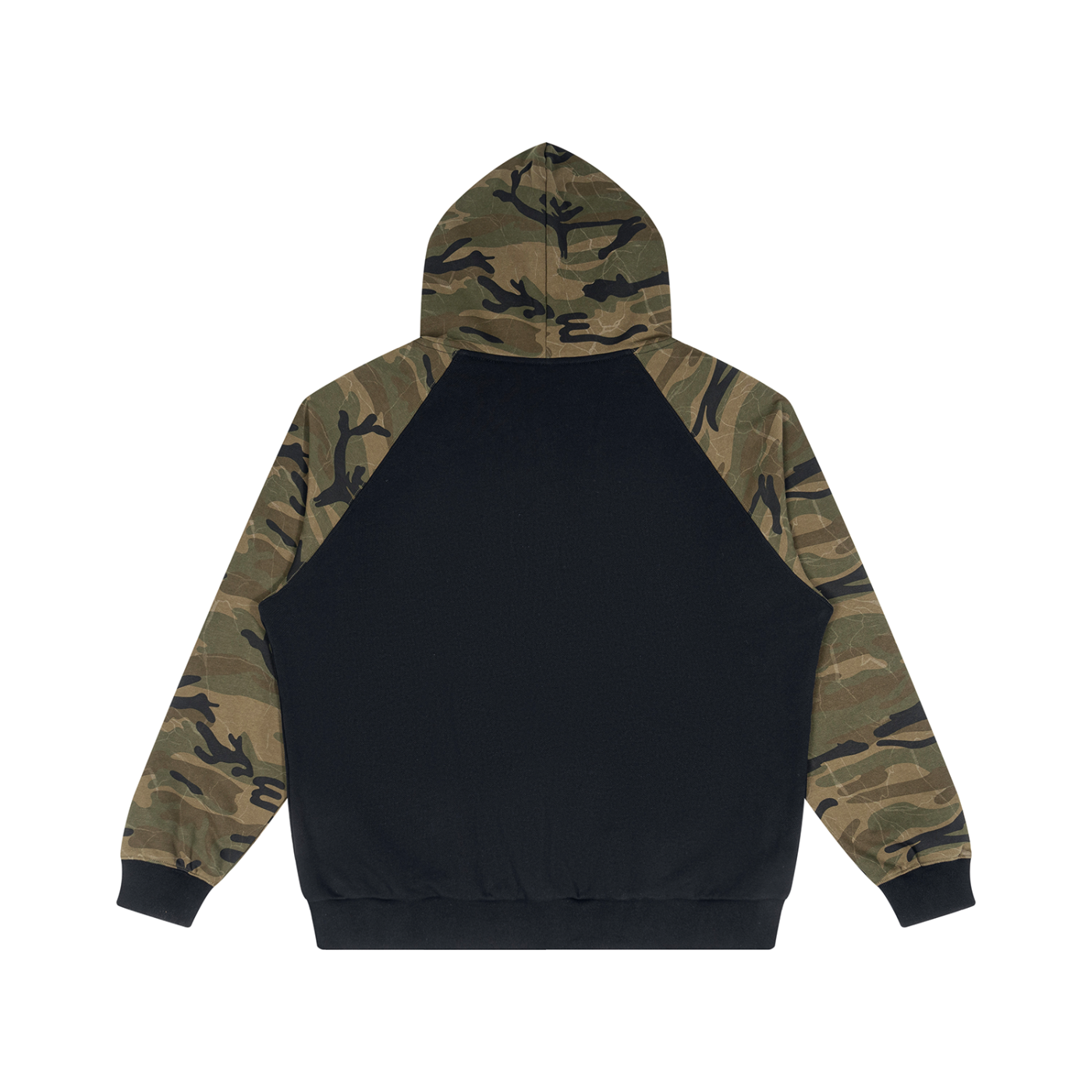 Unisex Camo-Splice Raglan Zip Hoodie