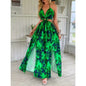 Floral Print Backless Side-Slit Dress