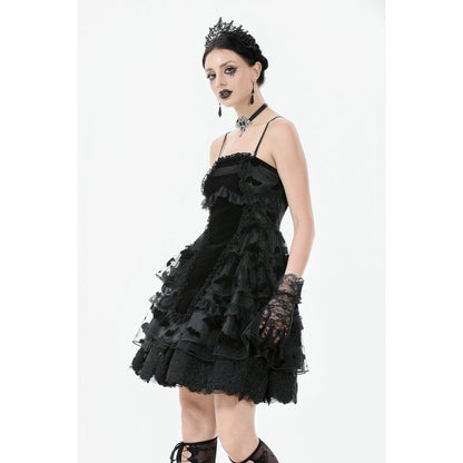 Dark in Love Morwenna Bat Mesh Layered Goth Mini Dress