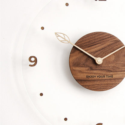 Solid Wood Acrylic Glass Home Living Room Wall Clock Decoration