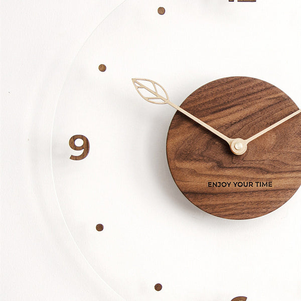 Solid Wood Acrylic Glass Home Living Room Wall Clock Decoration