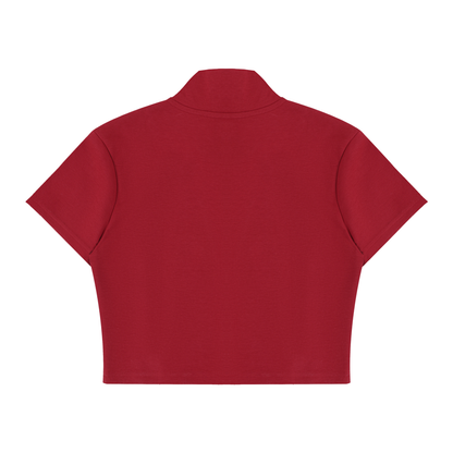 Women's Cropped Full Zip Short Sleeve T-Shirt 220GSM